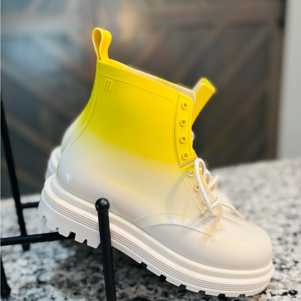 Melissa Yellow and White Jelly Boots